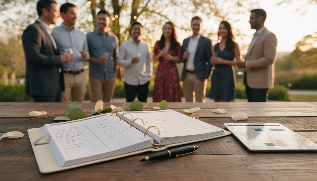 Organized planner with checklist at venue
