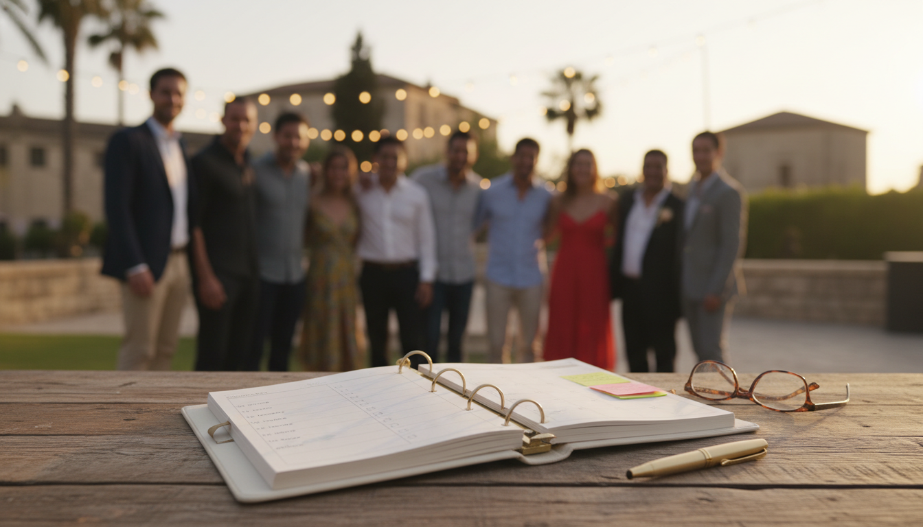 Organized planner with checklist at venue