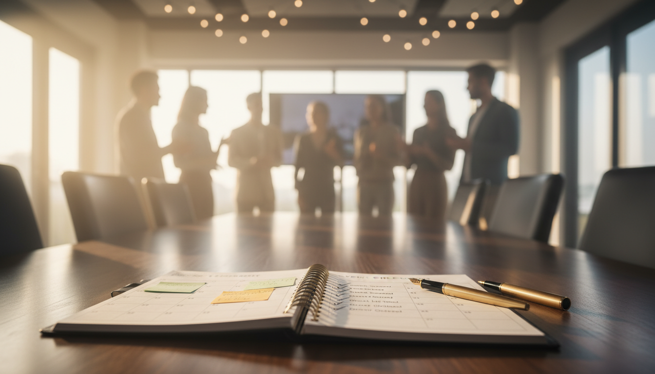 Organized planner with checklist at venue