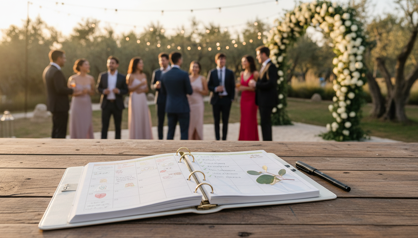Organized planner with checklist at venue