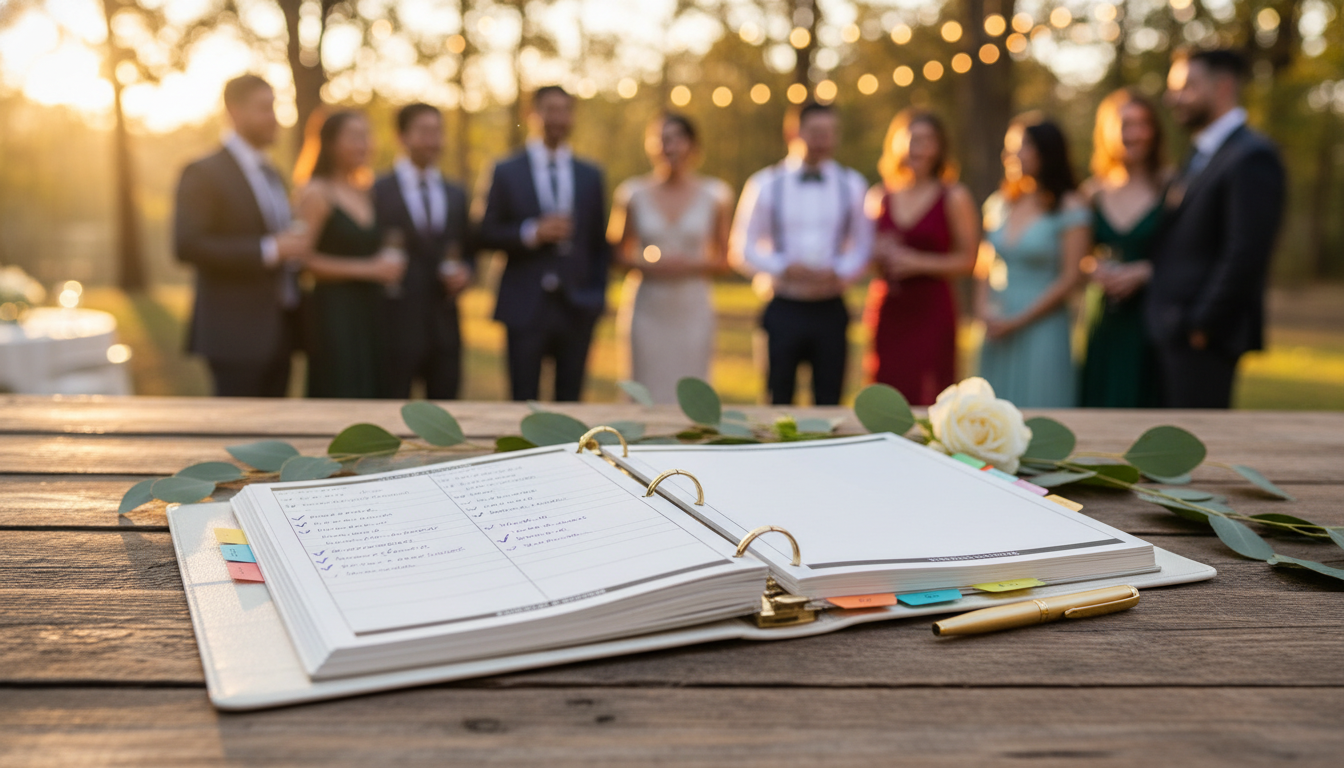 Organized planner with checklist at venue